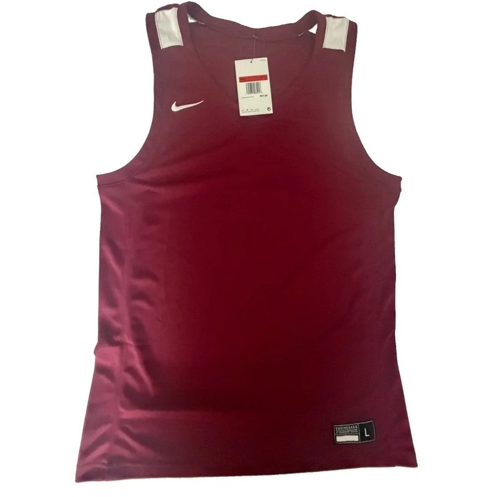 Nike Men's Basketball Burgundy Dri-Fit Stock Overtime practice Jersey Size L New